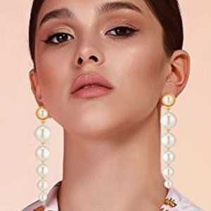 NWT - Chic Pearl LONG DROP Earrings | BRIDESMAIDS GIFT